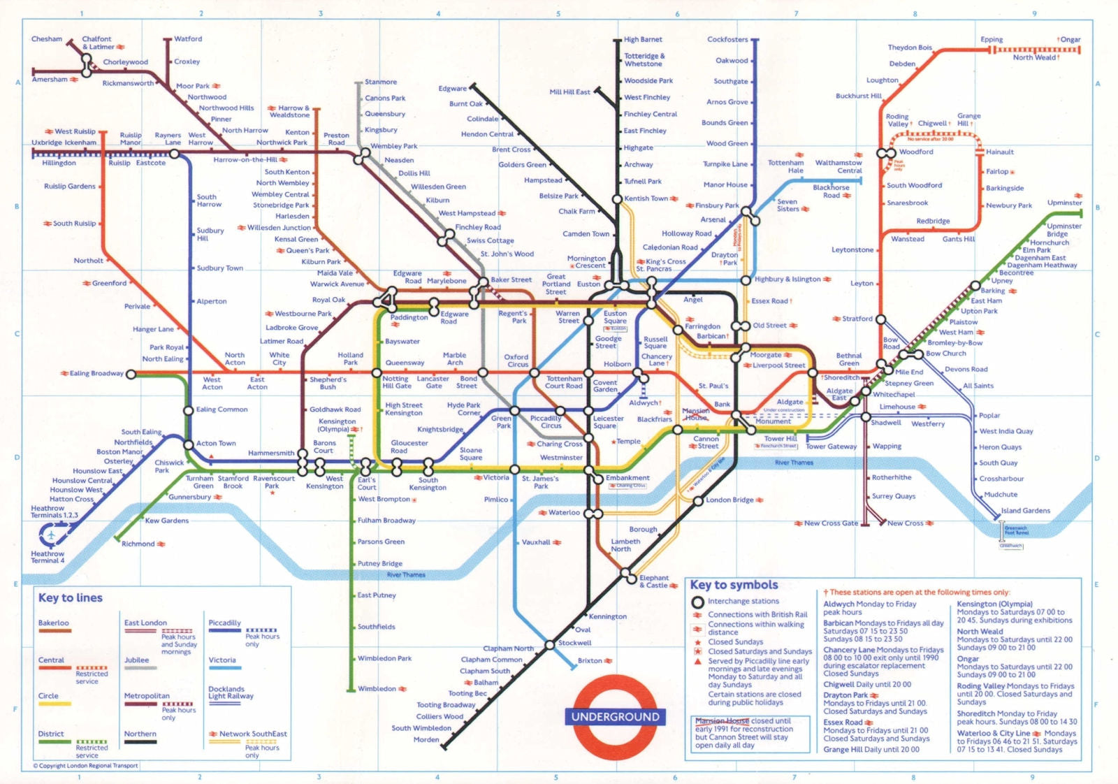LONDON UNDERGROUND tube plan map. DLR under construction Bank - Shadwell 1989
